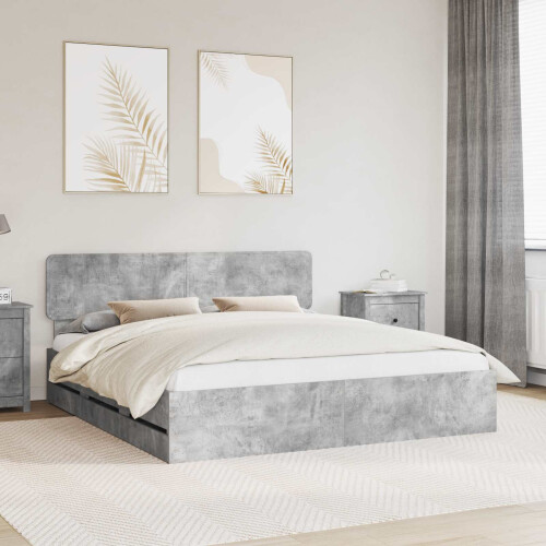 Berkfield Bed Frame Concrete Grey 180 x 200 cm Engineered Wood