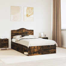 Berkfield Bed Frame Smoked Oak 135 x 190 cm Solid Pine Wood