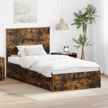 Berkfield Bed Frame with Drawer Smoked Oak 100 x 200 cm Engineered Wood