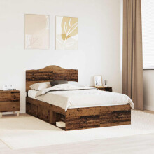 Berkfield Bed Frame with Headboard Old Wood 120 x 190 cm Solid Pine Wood
