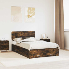 Berkfield Bed Frame with Drawer Smoked Oak 120 x 190 cm Engineered Wood