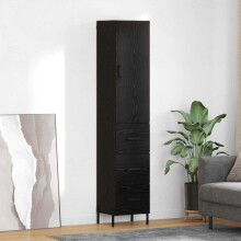 Berkfield Highboard Black Oak 34.5 x 34 x 180 cm Engineered Wood