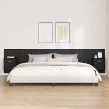 Berkfield Headboard with Cabinet 3 pcs Black Oak Engineered Wood