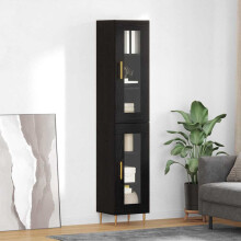 Berkfield Highboard 2 pcs Black Oak Glass
