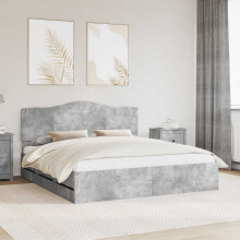 Berkfield Bed Frame with Drawer Concrete Grey 180 x 200 cm Engineer Wood