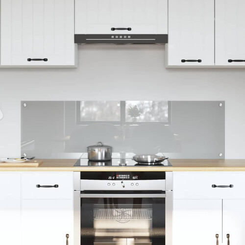 Berkfield Kitchen Backsplash 2 pcs Light Grey 70 x 40 cm Tempered Glass