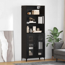 Berkfield Highboard Black Oak 69.5 x 34 x 180 cm Engineered Wood
