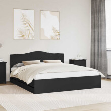 Berkfield Bed Frame with Drawer Black 200 x 200 cm Engineer Wood