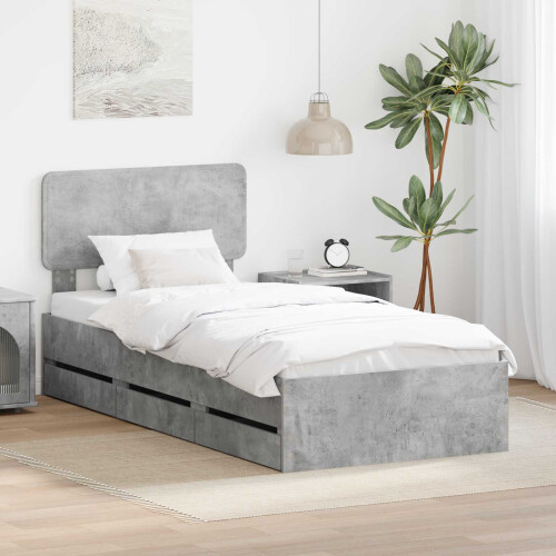 Berkfield Bed Frame with Drawer Concrete Grey 90 x 190 cm Engineered Wood