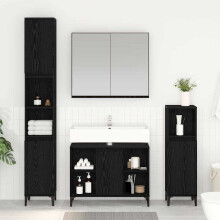 Berkfield Bathroom Furniture Set 3 pcs Black oak Engineered wood