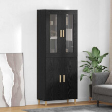 Berkfield Highboard Black Oak 69.5 x 34 x 180 cm