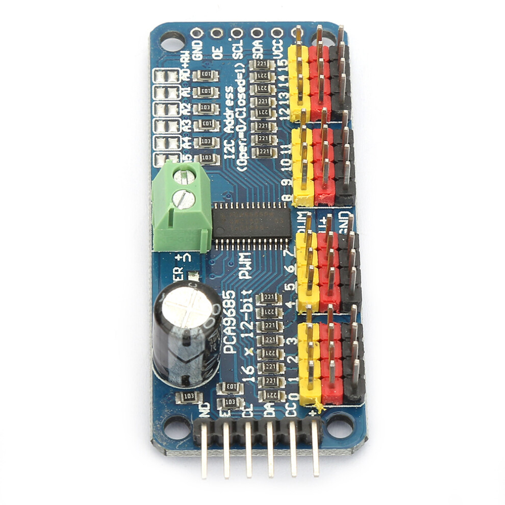 Pca9685 16 Channel Pwm & Servo Drive I2c Module 12Bit 5V 40~1000Hz For Robotics 3161393820525