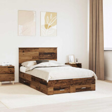 Berkfield Bed Frame with Headboard Old Wood 120 x 190 cm Engineered Wood