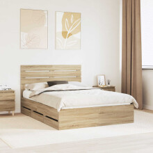 Berkfield Bed Frame with Drawer Sonoma Oak 150 x 200 cm Engineer Wood
