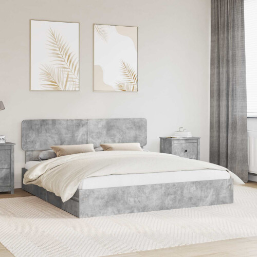 Berkfield Storage Bed Concrete Grey 200 x 200 cm Engineered Wood