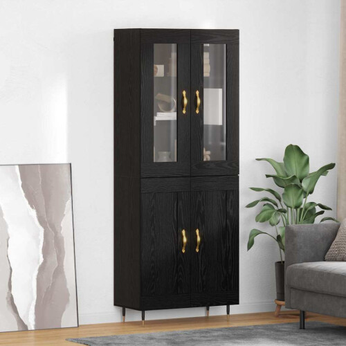 Berkfield Highboard 2 pcs Black Oak Engineered Wood