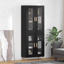 Berkfield Highboard Black Oak 69.5 x 34 x 180 cm Engineered Wood
