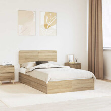 Berkfield Storage Bed with Drawer Sonoma Oak 120 x 200 cm Engineered Wood