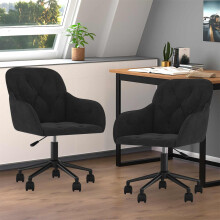 Berkfield Dining Chair with Wheel 2 pcs Black 55 x 59.5 x 77 cm Velvet