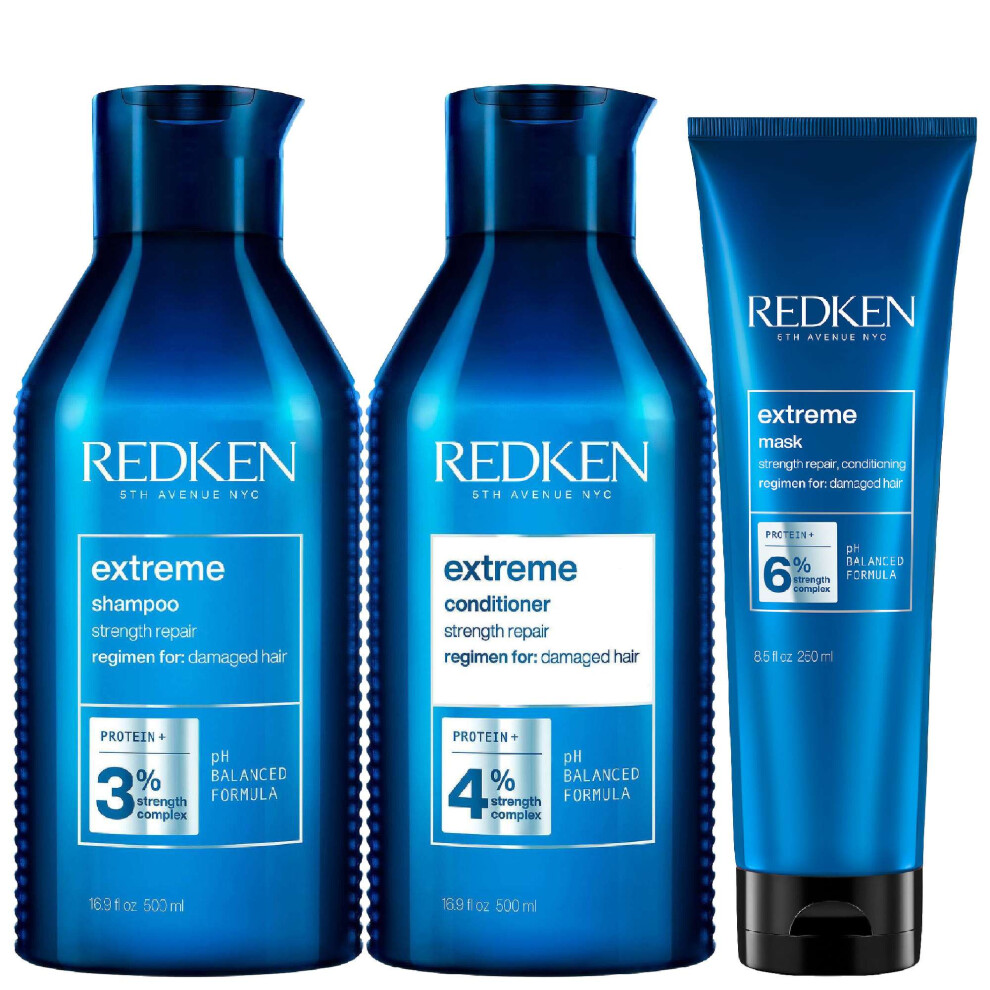Redken Trio: Extreme Shampoo 500Ml, Extreme Conditioner 500Ml & Extreme Mask 250Ml