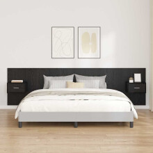Berkfield Headboard with Cabinet 3 pcs Black Oak Engineered Wood