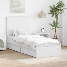 Berkfield Storage Bed with Headboard White 75 x 190 cm Engineered Wood