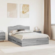 Berkfield Bed Frame with Drawer Grey Sonoma 160 x 200 cm Engineer Wood