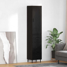 Berkfield Highboard Black Oak 34.5 x 34 x 180 cm Engineered Wood