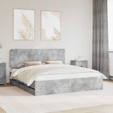 Berkfield Bed Frame with Drawer Concrete Grey 200 x 200 cm Engineer Wood
