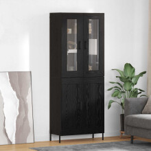 Berkfield Highboard Black Oak 69.5 x 34 x 180 cm Engineered Wood