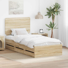 Berkfield Bed Frame with Drawer Sonoma Oak 75 x 190 cm Engineer Wood