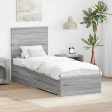 Berkfield Bed Frame Grey Sonoma and Silver 70 x 190 cm Engineered Wood