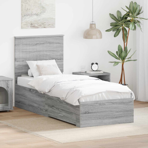 Berkfield Bed Frame Grey Sonoma and Silver 70 x 190 cm Engineered Wood