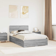 Berkfield Bed Frame with Drawer Grey Sonoma 135 x 190 cm Engineered Wood