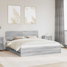 Berkfield Bed Frame with Drawer Grey Sonoma 180 x 200 cm Engineered Wood