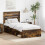Berkfield Bed Frame with Headboard Smoked Oak 75 x 190 cm Solid Pine Wood 1
