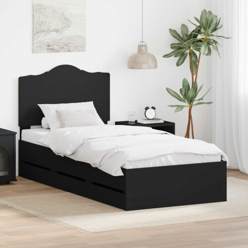 Berkfield Bed Frame with Drawer Black 75 x 190 cm Engineer Wood