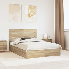 Berkfield Storage Bed with Drawer Sonoma Oak 140 x 190 cm Engineered Wood