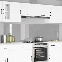 Berkfield Kitchen Backsplash 2 pcs Light Grey 110 x 60 cm Tempered Glass