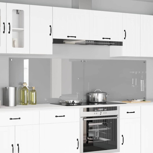 Berkfield Kitchen Backsplash 2 pcs Light Grey 110 x 60 cm Tempered Glass
