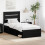 Berkfield Bed Frame with Headboard Black 90 x 190 cm Solid Pine Wood 1