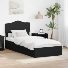 Berkfield Storage Bed with Headboard Black 90 x 190 cm Engineered Wood