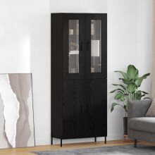 Berkfield Highboard Black Oak 69.5 x 34 x 180 cm Engineered Wood