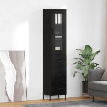 Berkfield Highboard Black Oak 34.5 x 34 x 180 cm Engineered Wood