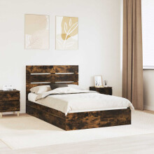 Berkfield Storage Bed with Drawer Smoked Oak 135 x 190 cm Engineered Wood