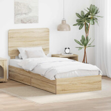 Berkfield Storage Bed with Drawer Sonoma Oak 75 x 190 cm Engineered Wood