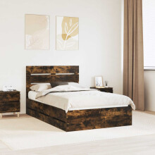Berkfield Bed Frame with Drawer Smoked Oak 120 x 200 cm Engineer Wood
