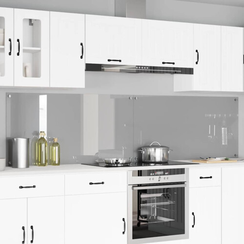 Berkfield Kitchen Backsplash 2 pcs Light Grey 120 x 60 cm Tempered Glass