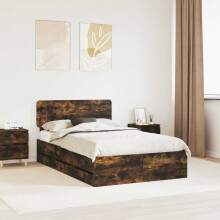 Berkfield Bed Frame with Drawer Smoked Oak 120 x 190 cm Engineered Wood