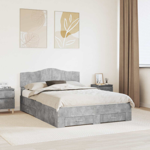 Berkfield Bed Frame Concrete Grey 150 x 200 cm Engineered Wood